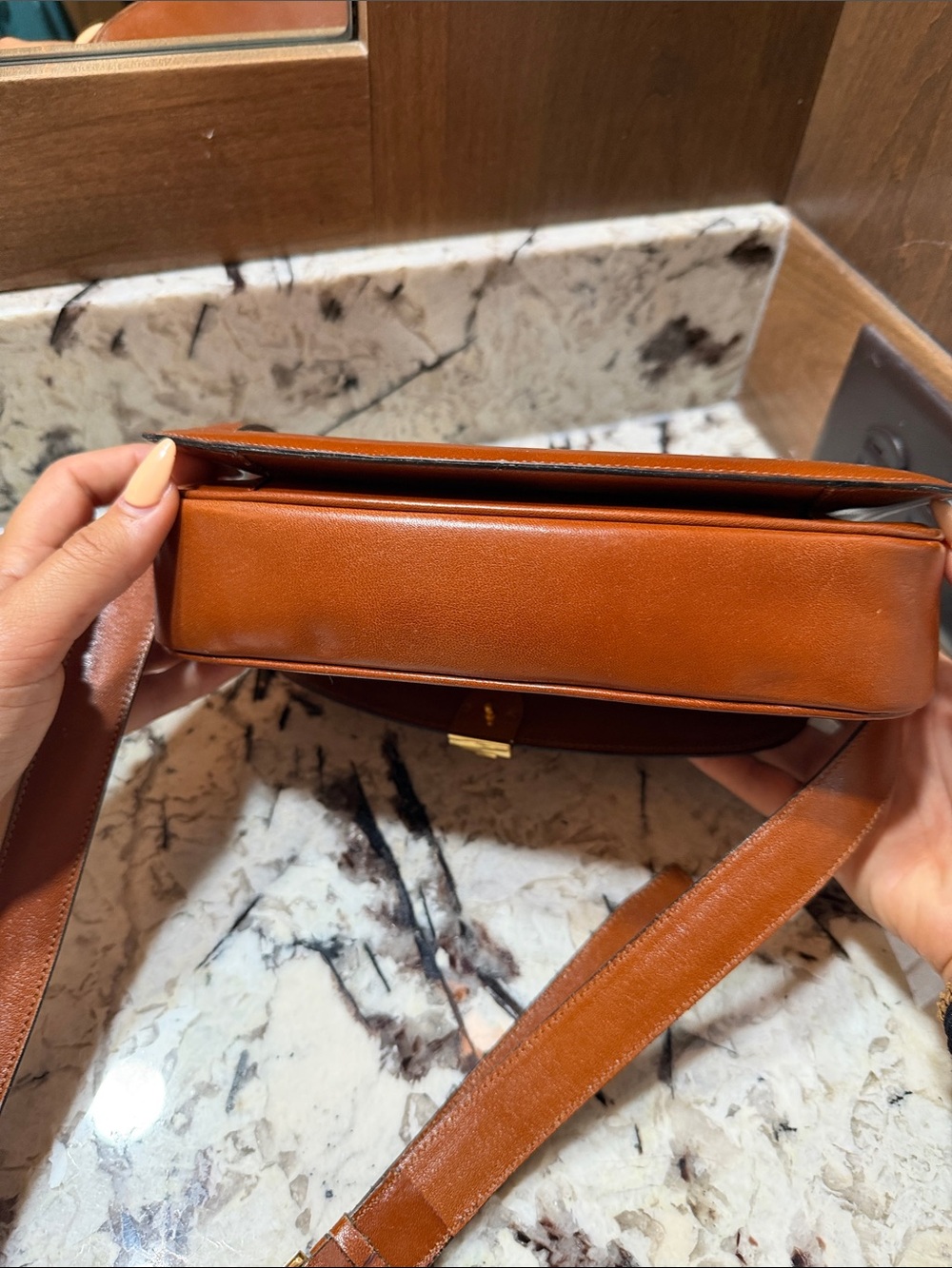 Celine vintage 1980s Classic Leather Saddle Crossbody Bag in Brown - Picture 10 of 10